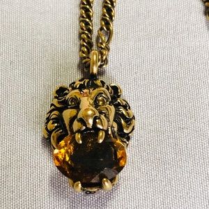 Gucci Lion Head Crystal Necklace